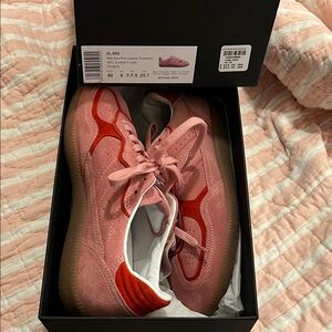 Alohas Pink Leather Sneakers with Red Accent
